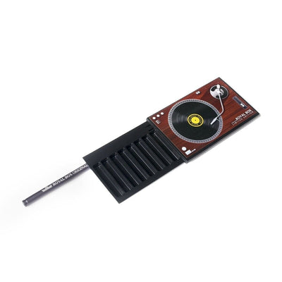 Royal Box Snuff box Record Player Black Built In Metal Straw Safe