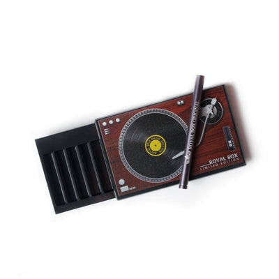 Royal Box Snuff box Record Player Black Built In Metal Straw Safe
