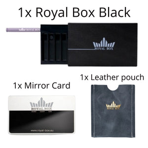RB Royal Box Portioning Snuffbox Black + 1x leather pouch + 1x  mirror card